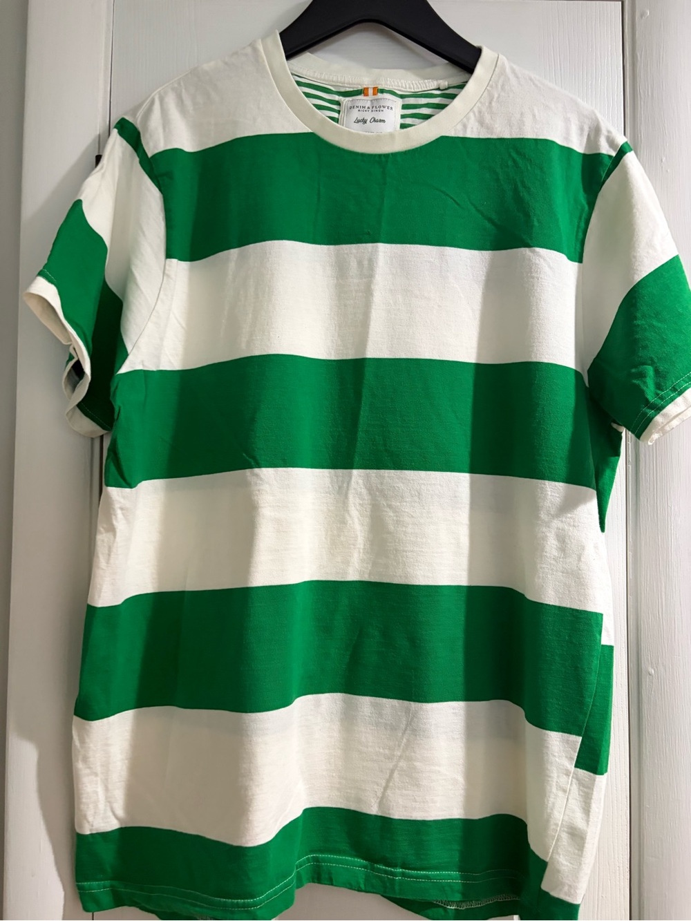 Denim & Flower Green and White Bold Striped Short Sleeve Tee